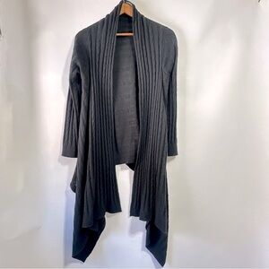 Ralph Lauren black cable knit drape front high low open cardigan sweater